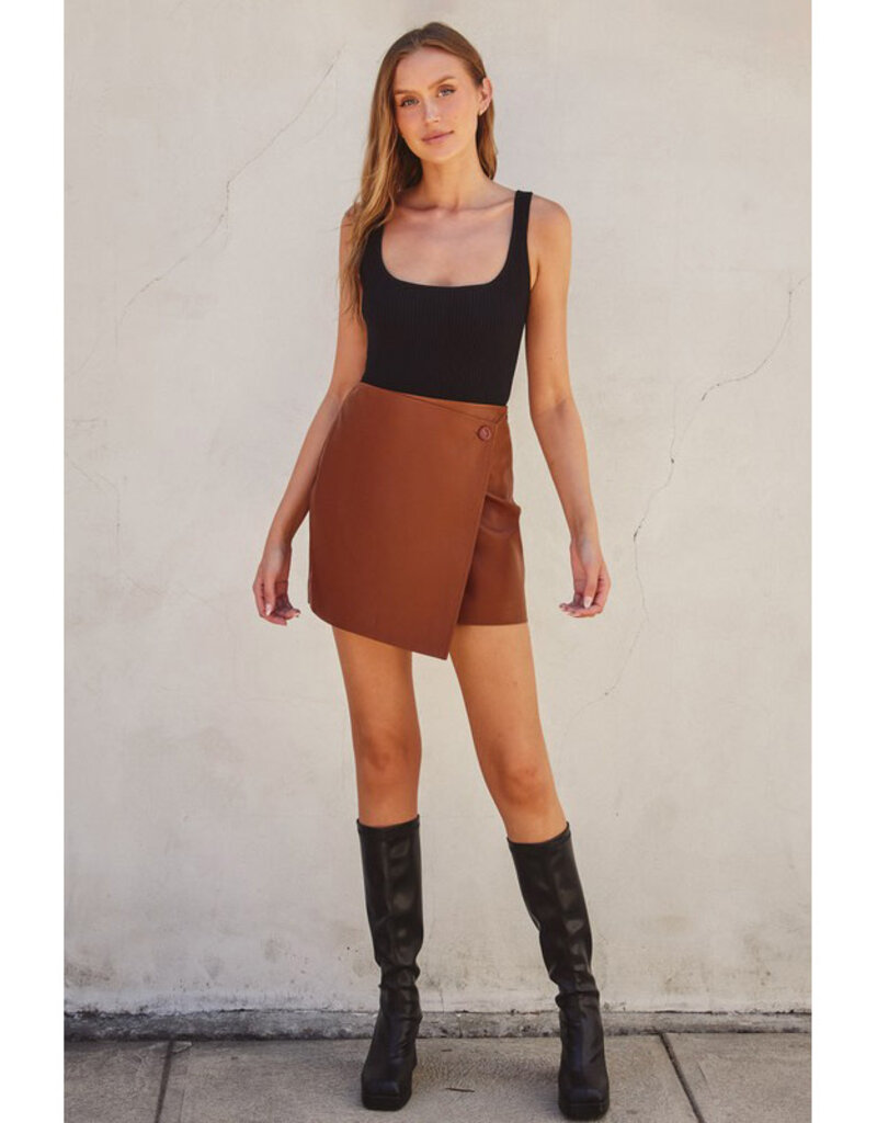 Dress Forum Camel Vegan Leather Skirt