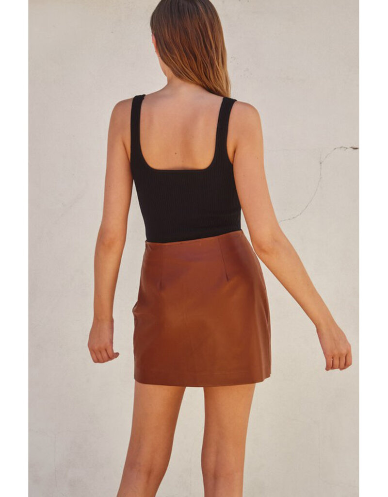 Dress Forum Camel Vegan Leather Skirt