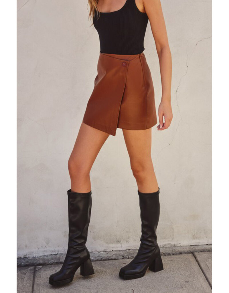 Dress Forum Camel Vegan Leather Skirt