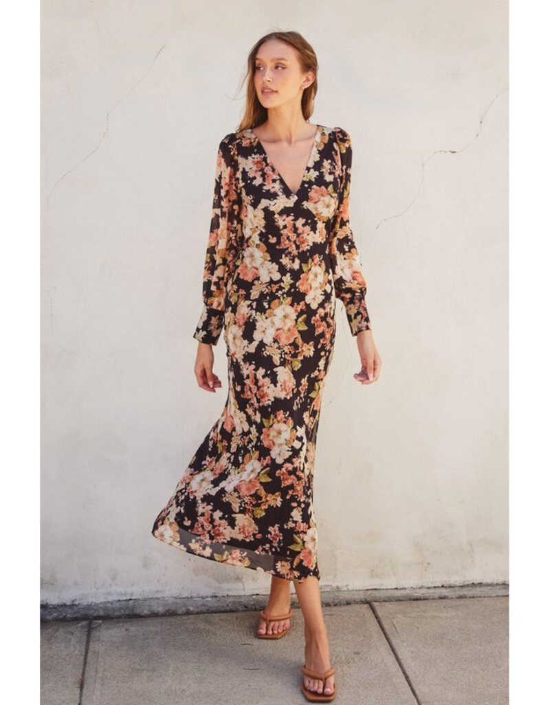 Dress Forum Midnight Floral Plunging Maxi