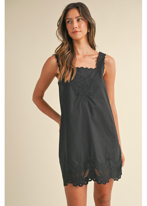 Mable Embroidered Scallop Mini Dress