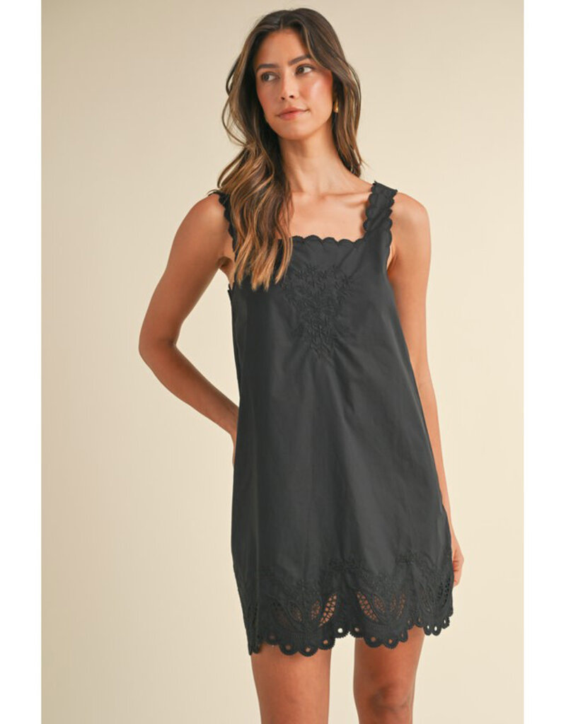 Mable Embroidered Scallop Mini Dress