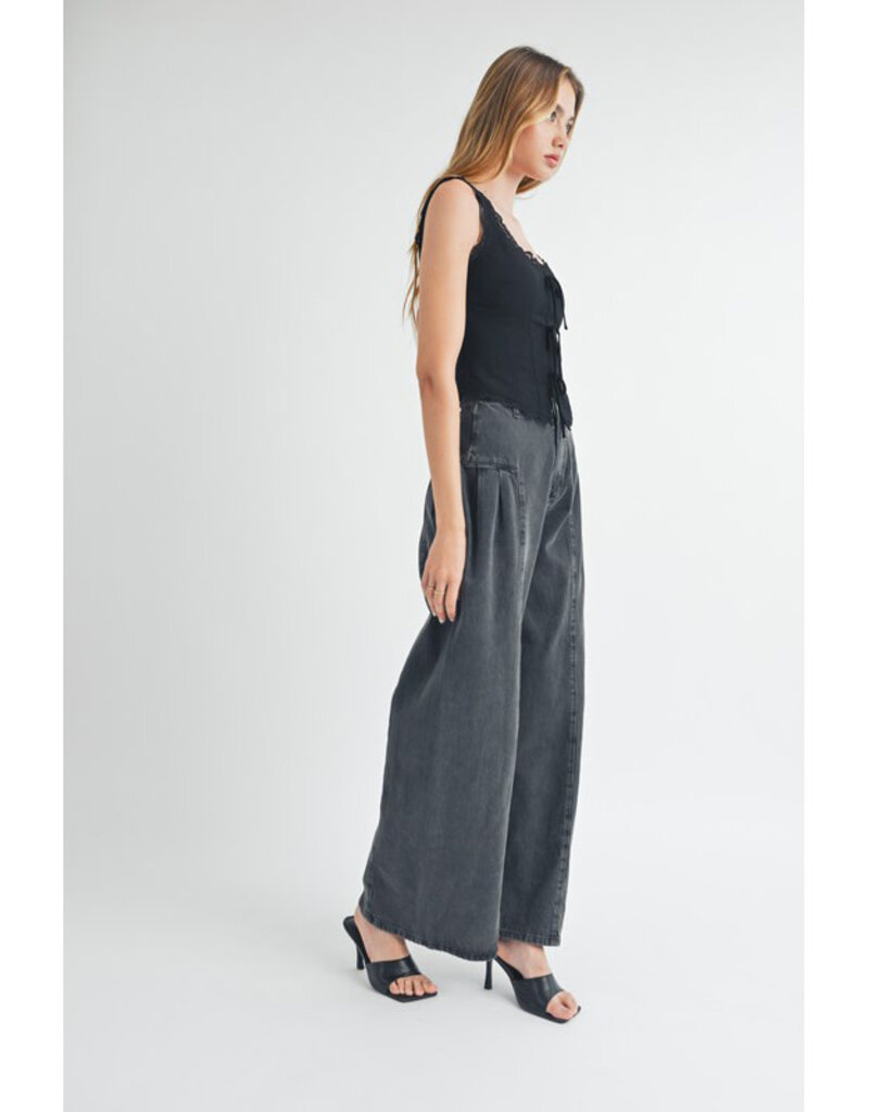 Mable Pleated Wide Leg Jeans
