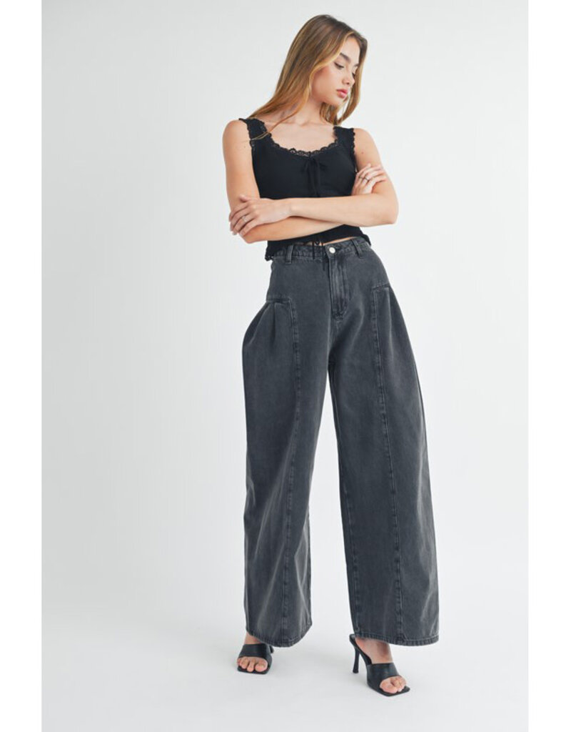 Mable Pleated Wide Leg Jeans