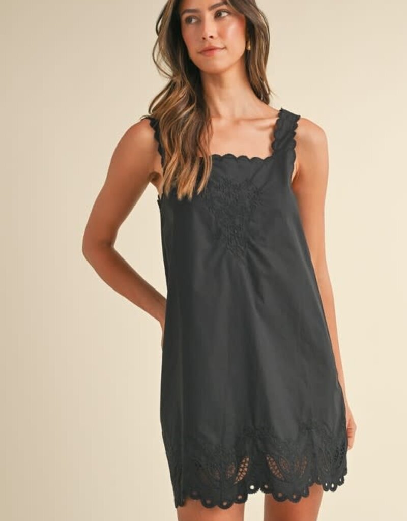 Mable Embroidered Scallop Mini Dress