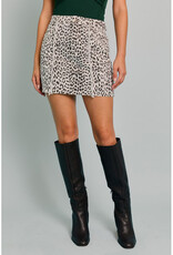 Le Lis Corduroy Animal Print Mini Skirt