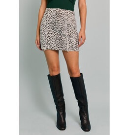 Le Lis Corduroy Animal Print Mini Skirt