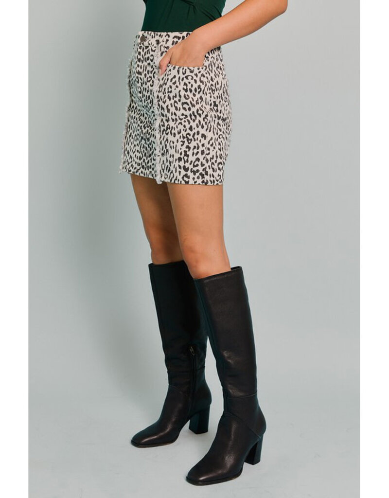 Le Lis Corduroy Animal Print Mini Skirt