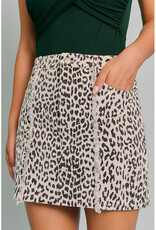 Le Lis Corduroy Animal Print Mini Skirt