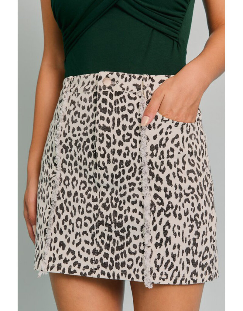 Le Lis Corduroy Animal Print Mini Skirt