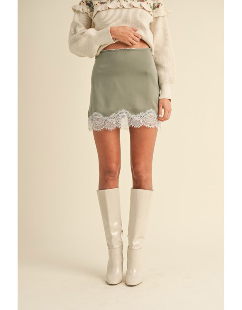 Mable Moss Lace Edge Mini Skirt
