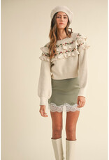 Mable Moss Lace Edge Mini Skirt