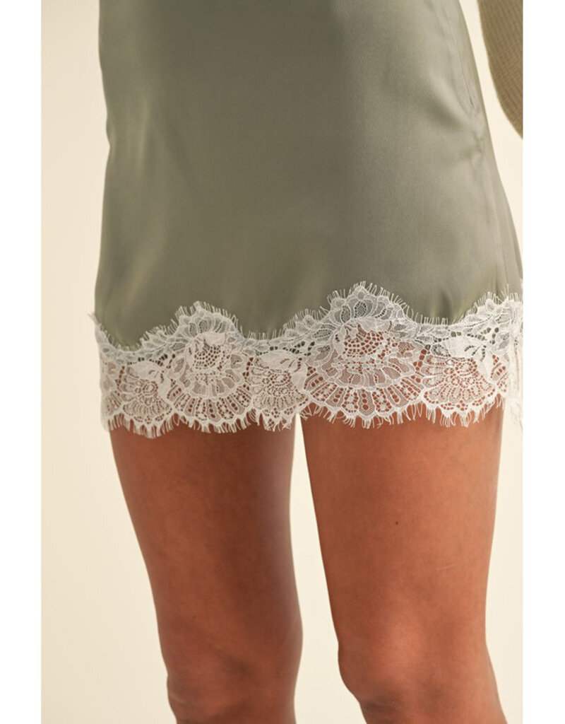 Mable Moss Lace Edge Mini Skirt