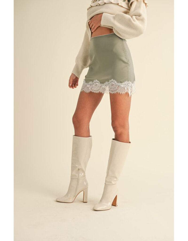 Mable Moss Lace Edge Mini Skirt