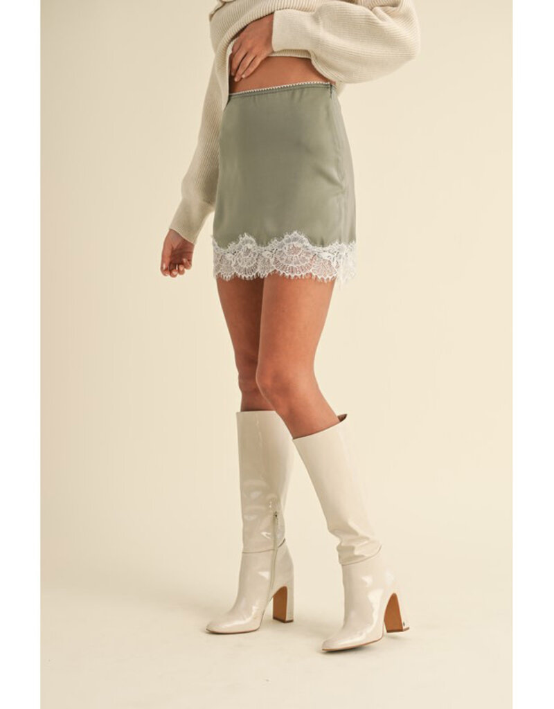 Mable Moss Lace Edge Mini Skirt