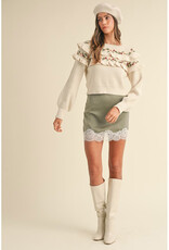 Mable Moss Lace Edge Mini Skirt