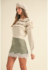 Mable Moss Lace Edge Mini Skirt