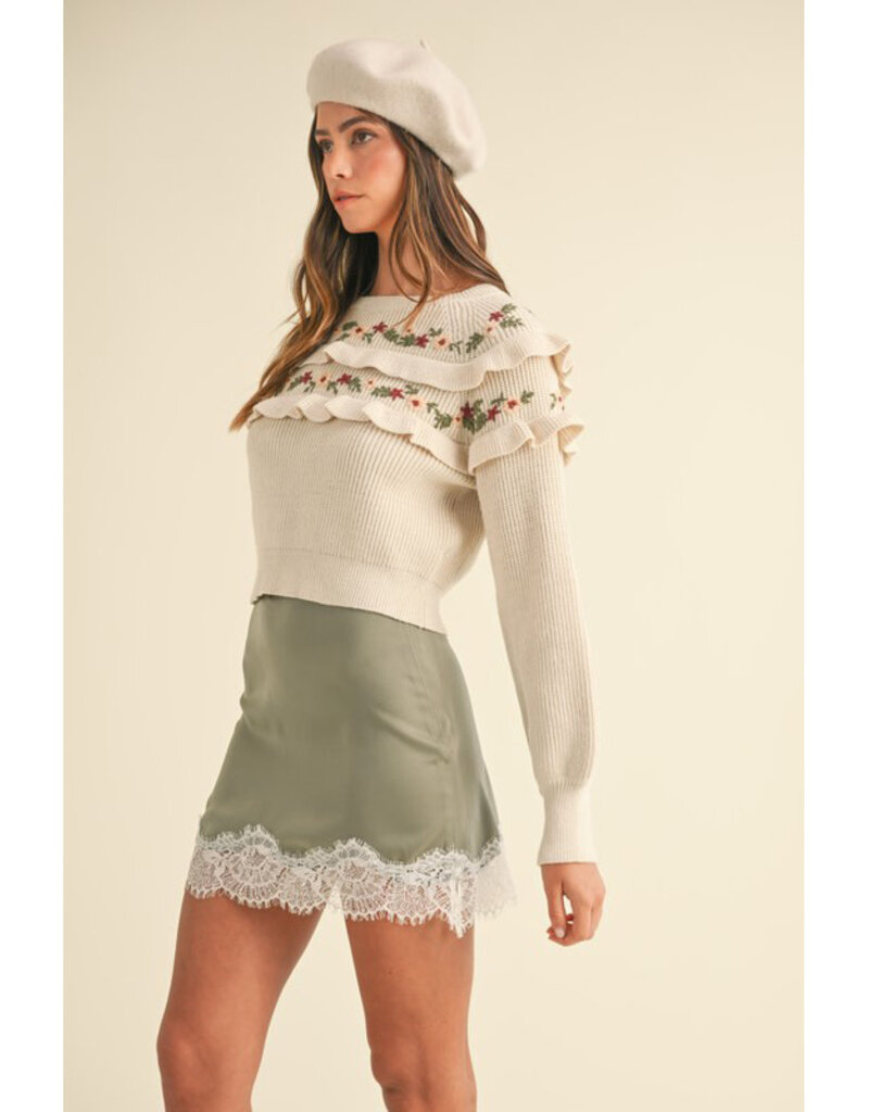 Mable Moss Lace Edge Mini Skirt
