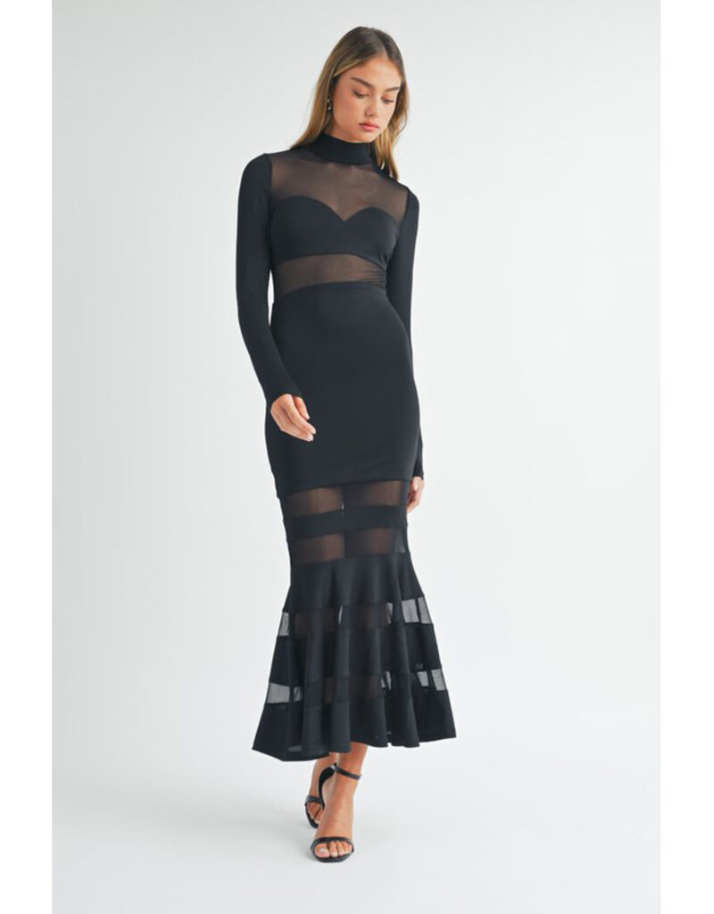 Mable Black Mesh Mermaid Dress
