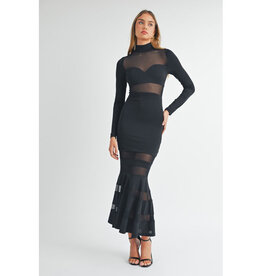 Mable Black Mesh Mermaid Dress