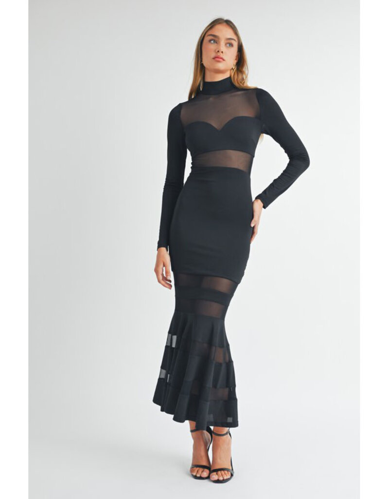 Mable Black Mesh Mermaid Dress