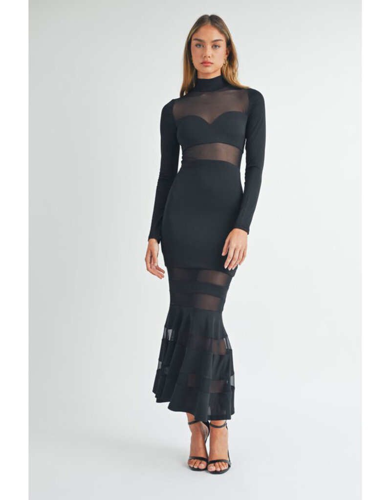 Mable Black Mesh Mermaid Dress