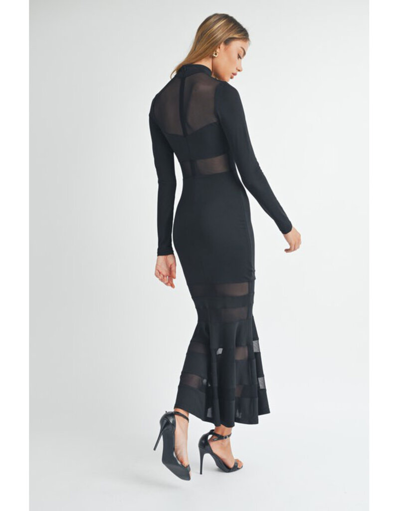 Mable Black Mesh Mermaid Dress
