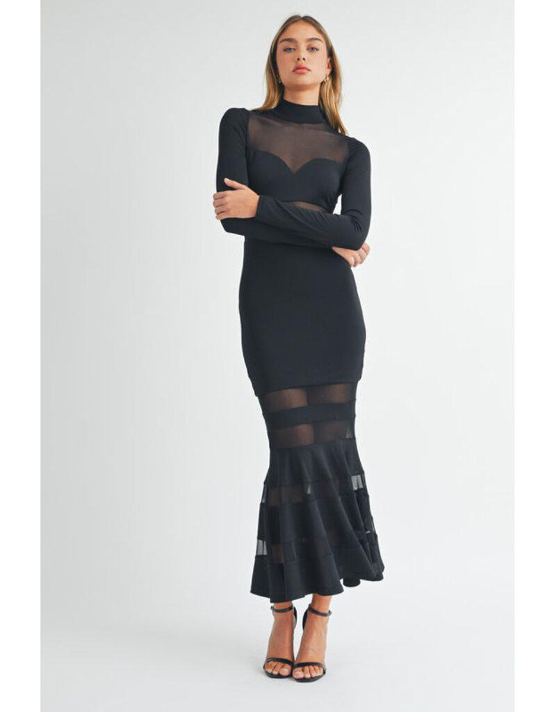 Mable Black Mesh Mermaid Dress