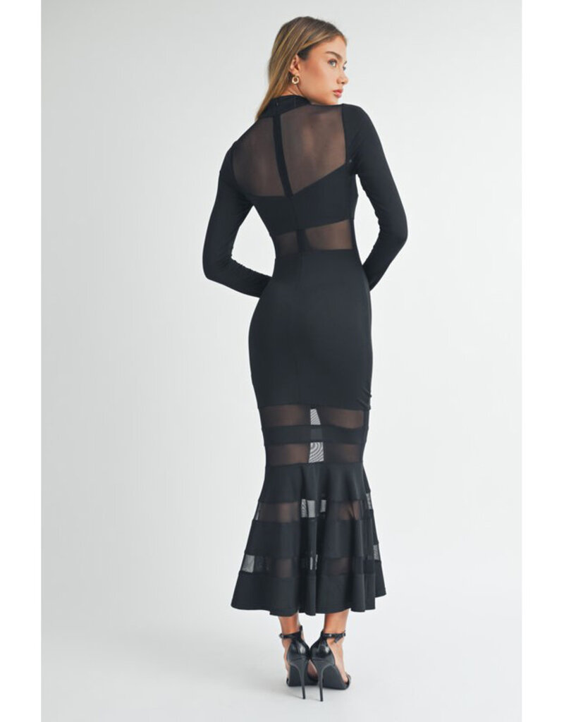 Mable Black Mesh Mermaid Dress