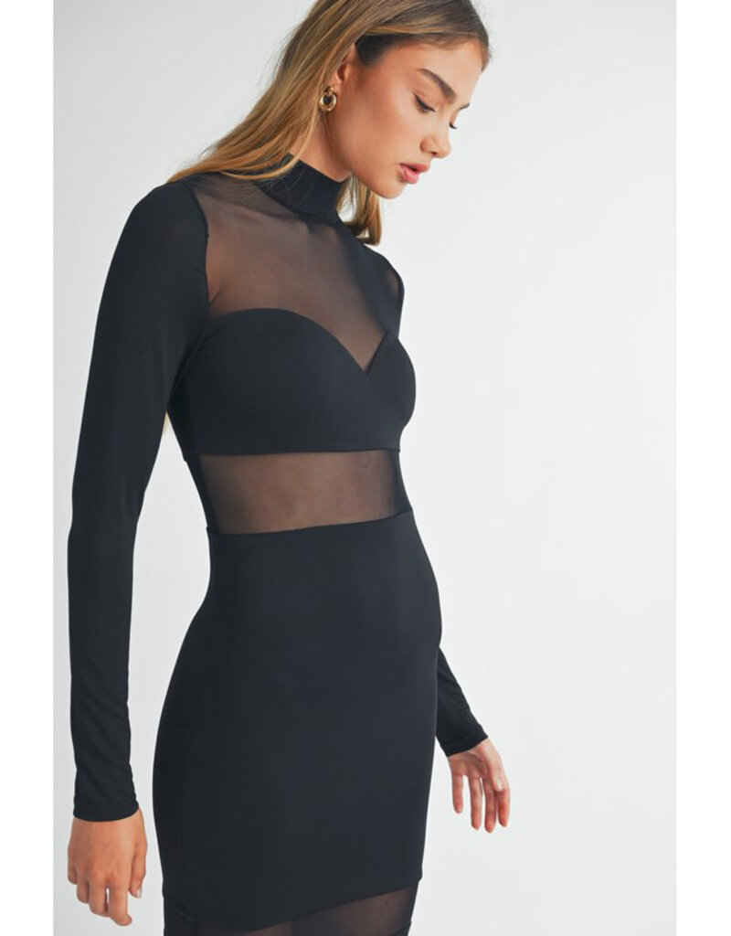 Mable Black Mesh Mermaid Dress