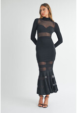 Mable Black Mesh Mermaid Dress