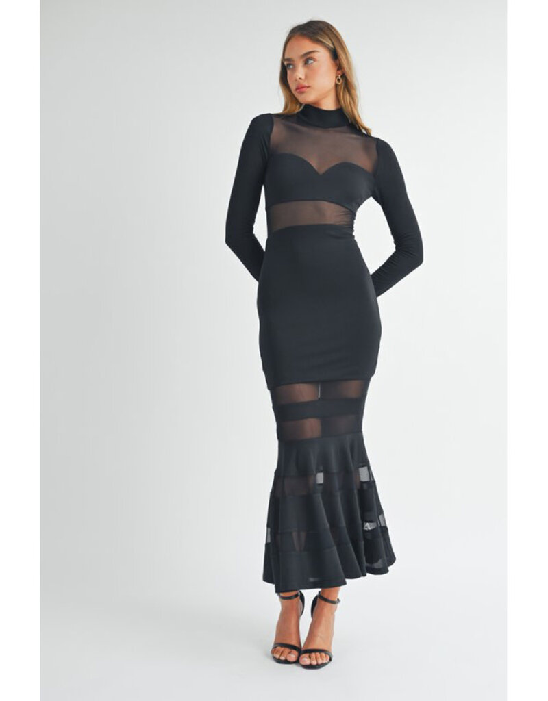 Mable Black Mesh Mermaid Dress