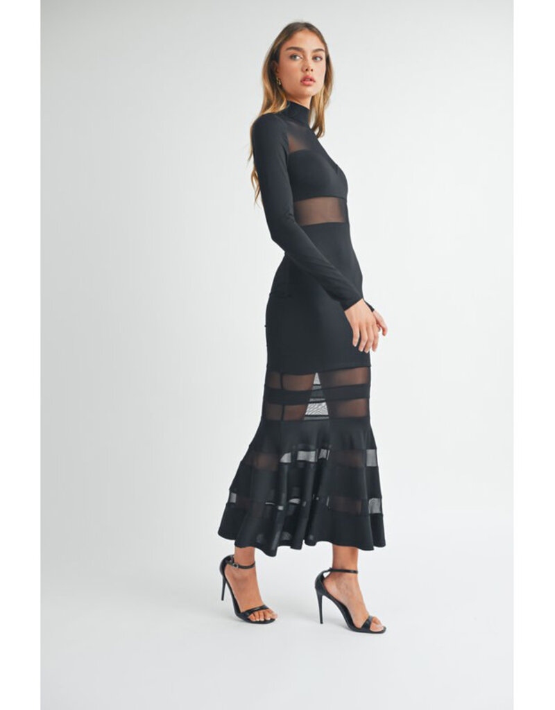 Mable Black Mesh Mermaid Dress