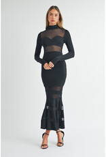 Mable Black Mesh Mermaid Dress