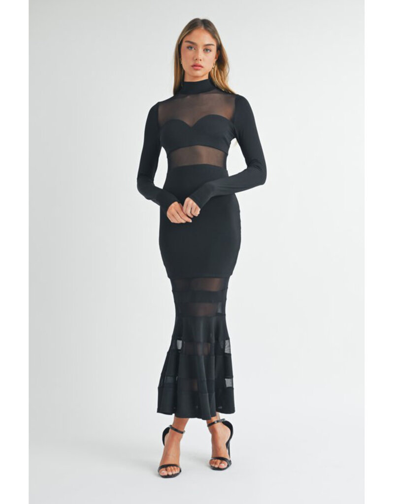Mable Black Mesh Mermaid Dress