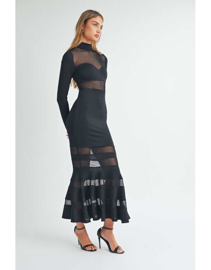 Mable Black Mesh Mermaid Dress