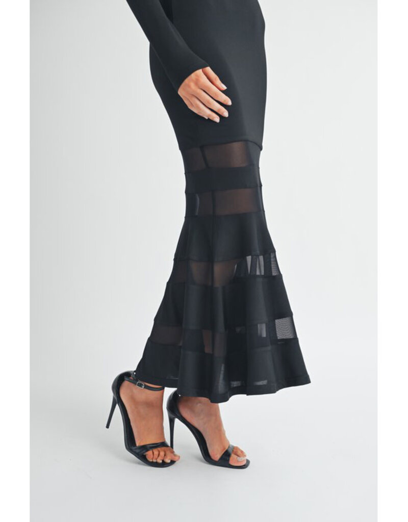 Mable Black Mesh Mermaid Dress