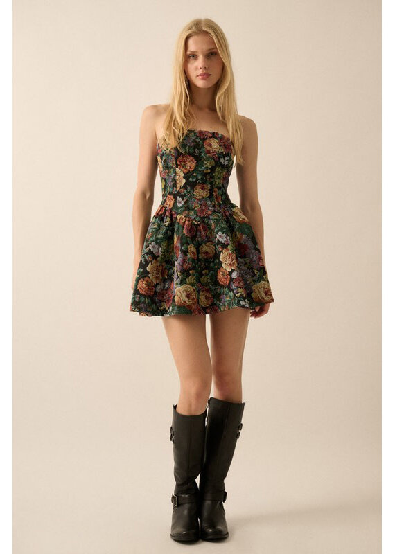 Promesa Floral Tapestry Mini Dress