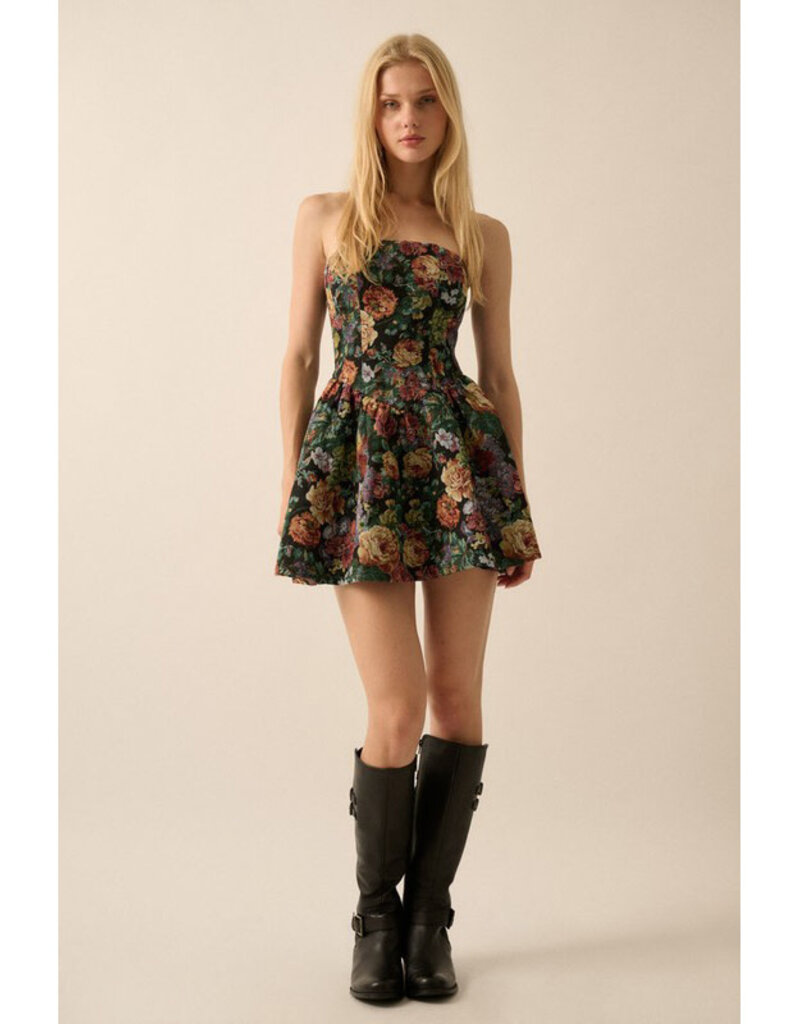Promesa Floral Tapestry Mini Dress