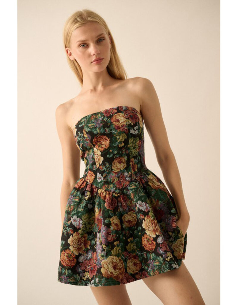 Promesa Floral Tapestry Mini Dress