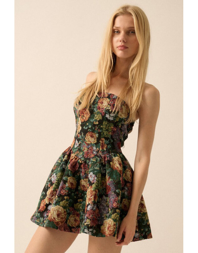 Promesa Floral Tapestry Mini Dress
