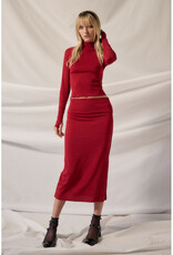 Promesa Shimmer Red Midi Skirt