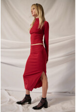 Promesa Shimmer Red Midi Skirt