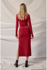 Promesa Shimmer Red Midi Skirt