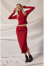 Promesa Shimmer Red Midi Skirt