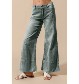 So Me Flared Washed Corduroy Pants Green