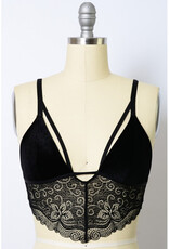 Leto Accessories Velvet & Lace Longline Bralette