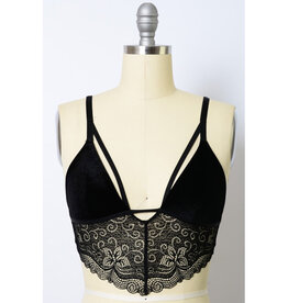 Leto Accessories Velvet & Lace Longline Bralette