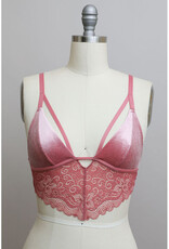 Leto Accessories Velvet & Lace Longline Bralette