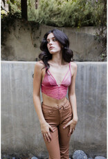 Leto Accessories Velvet & Lace Longline Bralette